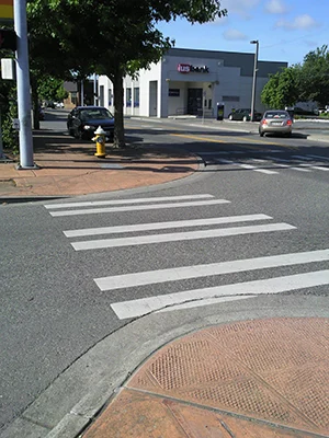sidewalk and crosswalk Sidewalk and crosswalk