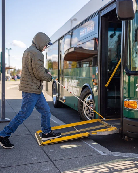 Visually impaired bus passenger